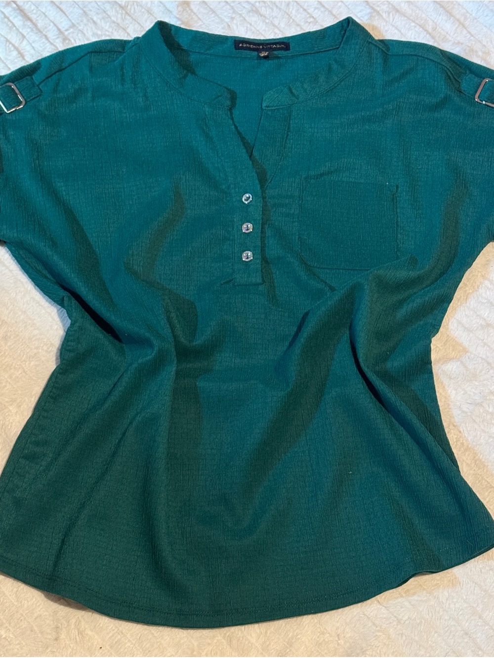 Adrienne Vittadini Green Henley Blouse